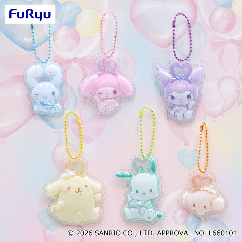 サンリオキャラクターズ　ぷんわりハートフルバルーンぷっくりアクリルキーホルダー