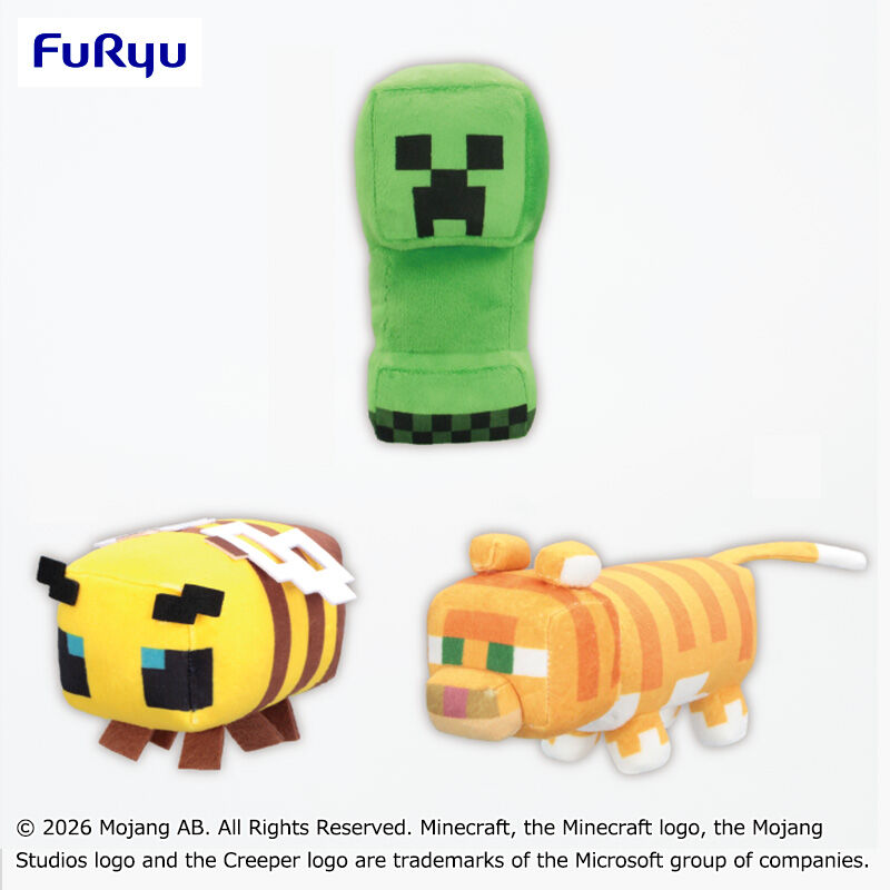 マインクラフト ぬいぐるみ：クリーパー：ハチ：ネコ