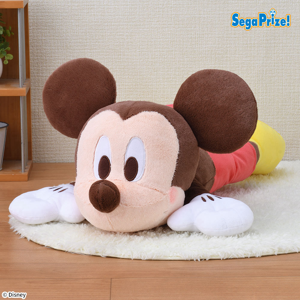 ミッキーマウス　赤いほっぺ　寝そべり　LLぬいぐるみ