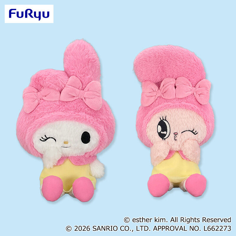 エスターバニー×マイメロディ おそろい頭巾BIGぬいぐるみ
