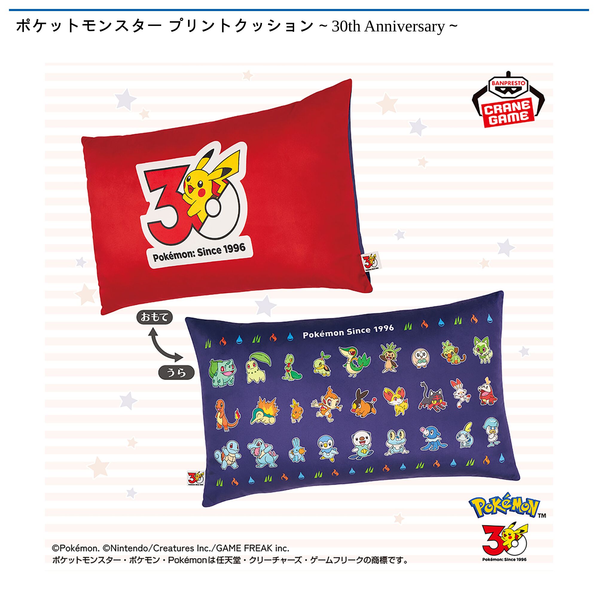 ポケットモンスター プリントクッション～30th Anniversary～