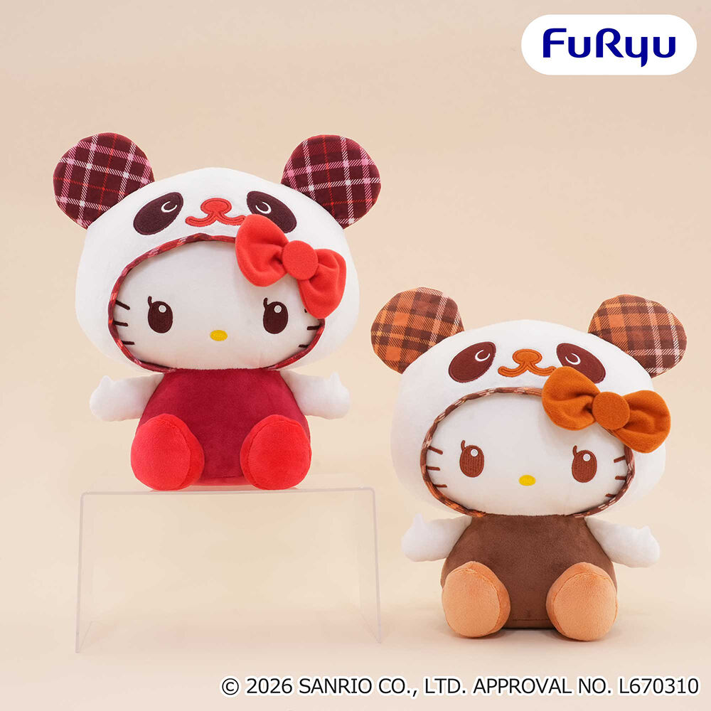 パンダ ハローキティ タータンチェックBIGぬいぐるみ