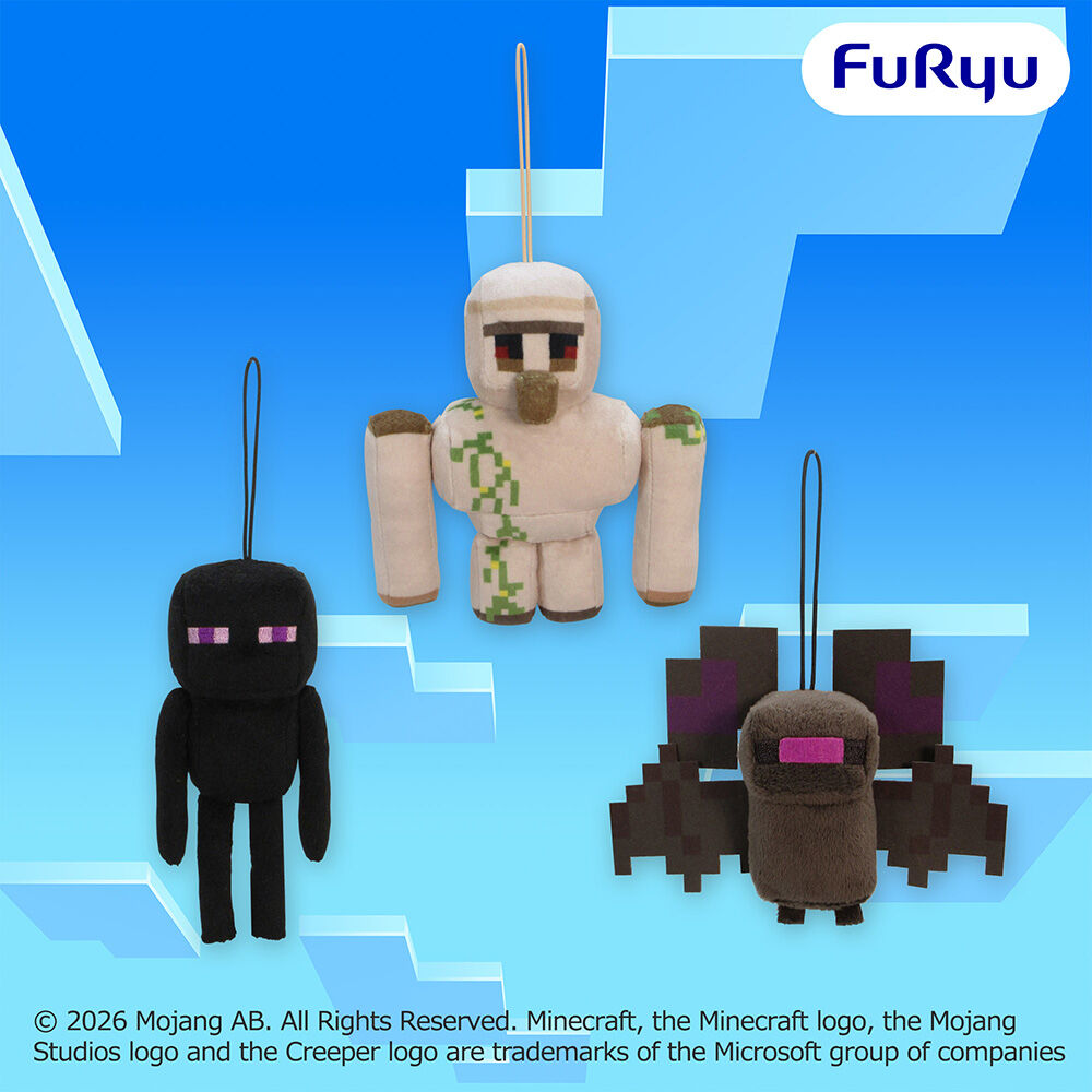 マインクラフト マスコット：エンダーマン：アイアンゴーレム：コウモリ