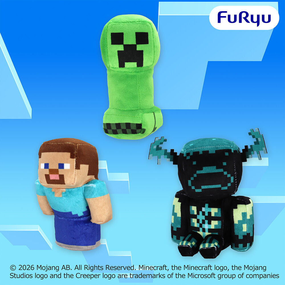 マインクラフト ポーズぬいぐるみ：スティーブ：クリーパー：ウォーデン